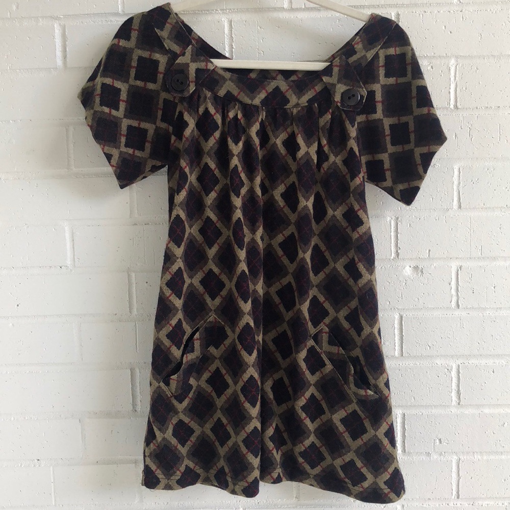 213 Diamond Plaid Print Dress